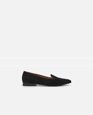 Mocasines Flattered Alex Gamuza Zapatos Negros | MXXBR61176