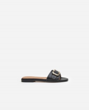 Sandalias Flattered Mimi Cuero Zapatos Negros | MMXHR45962