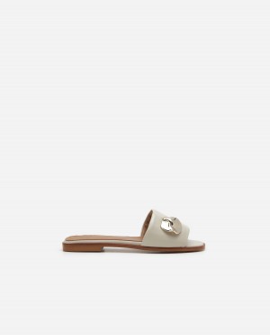 Sandalias Flattered Mira Cuero Zapatos Blancos | GMXUC25234