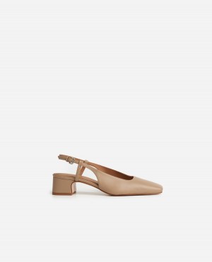 Tacones Flattered Elin Cuero Zapatos Beige | SMXVO45955