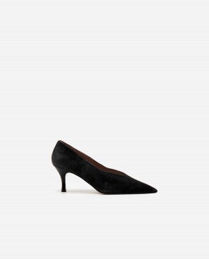 Tacones Flattered Fabienne Gamuza Zapatos Negros | XMXBH23960