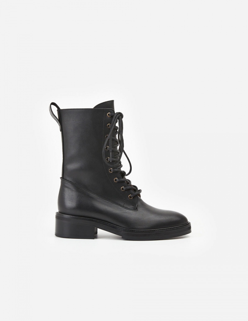 Botas Flattered Felicia Cuero Zapatos Negros | MXQAV44746