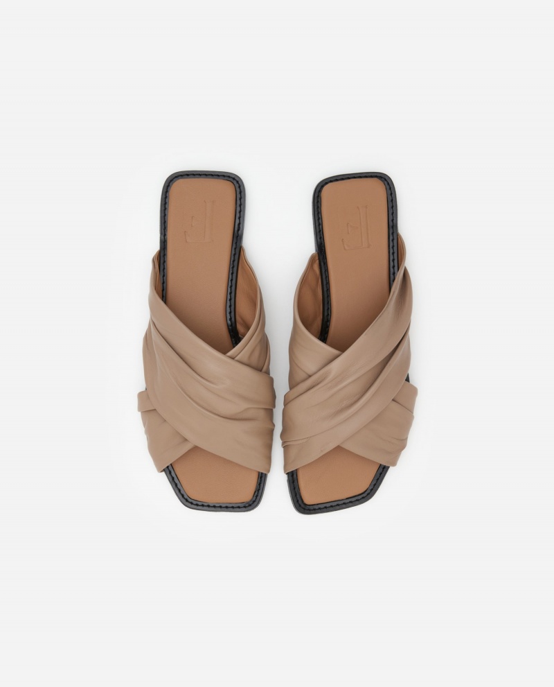 Sandalias Flattered Gabriella Cuero Zapatos Beige | MXJBT53167