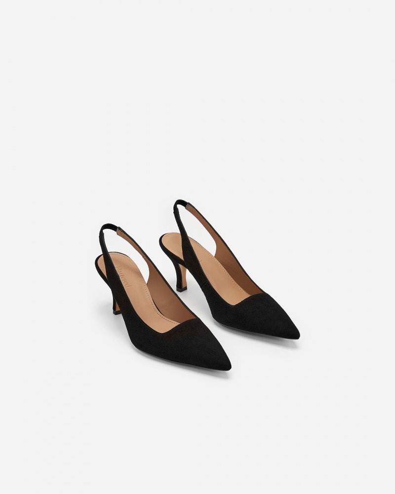 Tacones Flattered Franchesca Gamuza Zapatos Negros | PMXER35909